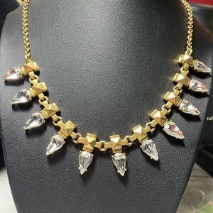 J. Crew Gold Necklace with Clear Accents